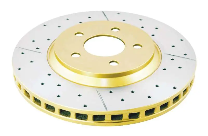 Dba 05-14 Ford Mustang Gt Front Street Series Drilled & Slotted Rotor W/Gold Hat 1