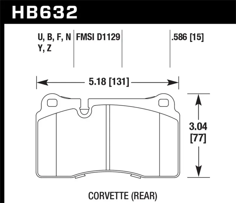 Hawk 09-11 Corvette Z06/Zr-1 (W/Carbon Ceramic Brake Package And Iron Rotor - Hb632n.586 2