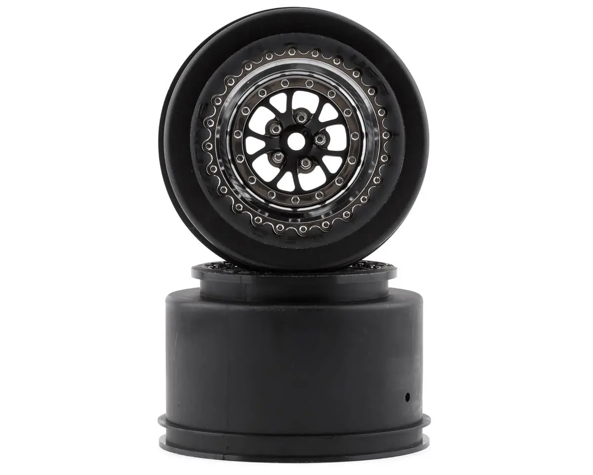 Traxxas Weld 2.2/3.0 Drag Racing Rear Wheels W/12Mm Hex (Chrome W/Black) 1