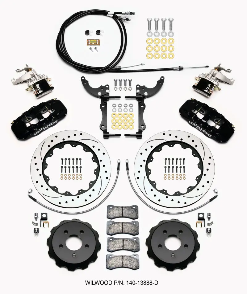 Wilwood Aero4 / Mc4 Rear Kit 14.00 Drilled 2015-Up Mustang W/Lines & Cables - 140-13888-D 1