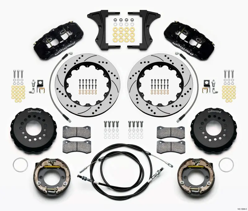 Wilwood Aero4 Rear Kit 14.00 Drilled 2005-2014 Mustang W/ Bmr Suspn. W/Lines - 140-13686-D 1