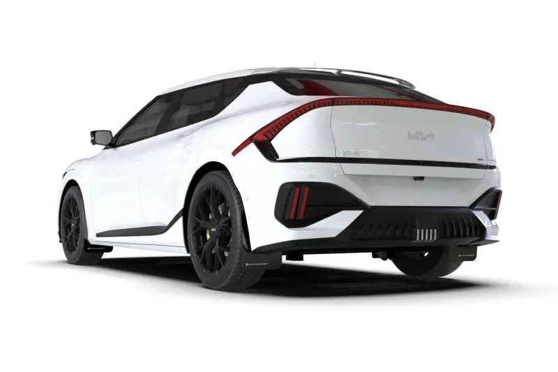 Rally Armor 25-26 Kia Ev6 Base Light/Gt/Gt-Line Black Mud Flap - White Logo 1