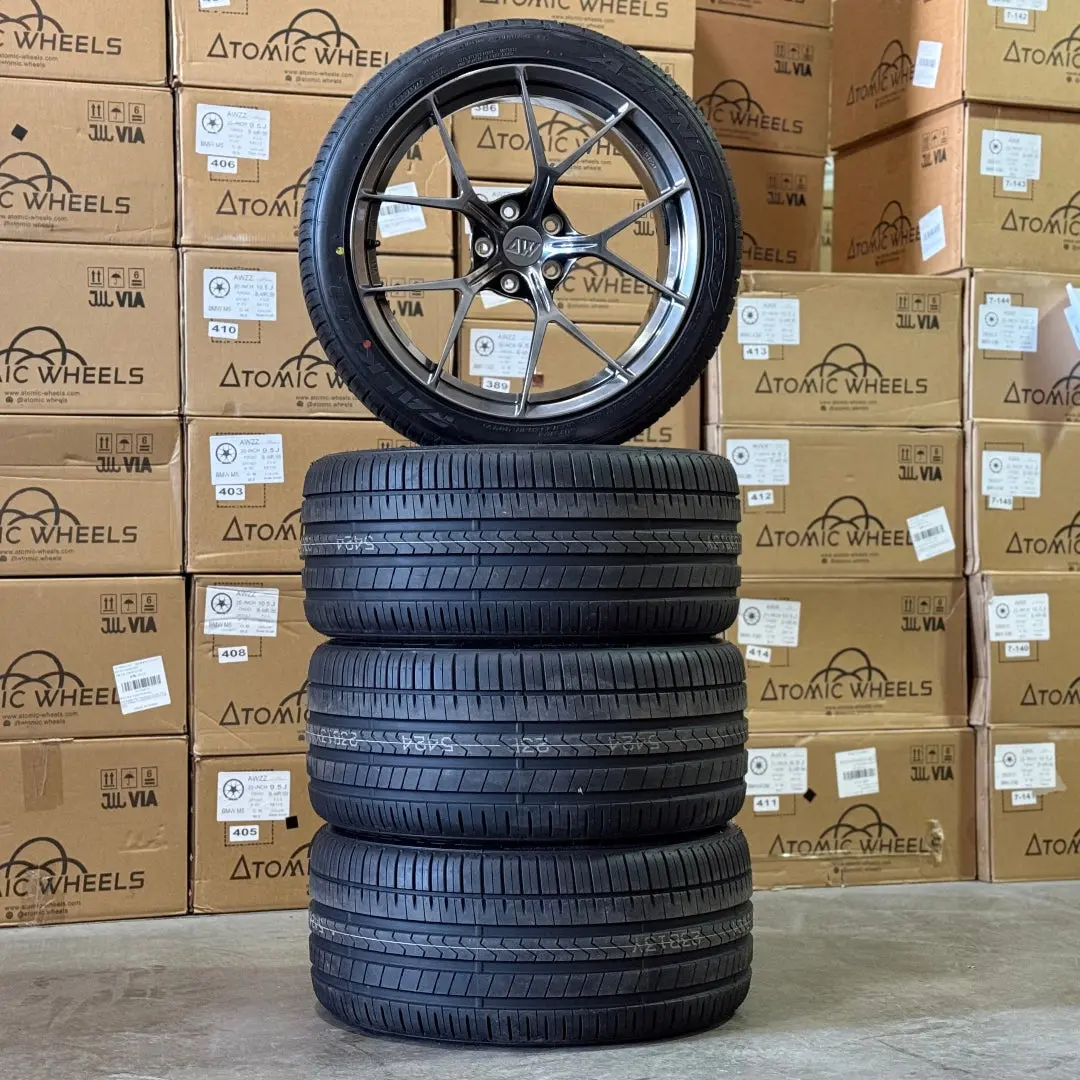 20-Inch Awzz Titan Wheels + Falken Azenis Fk510 285/35R20 Tire Set For Tesla Model S 1