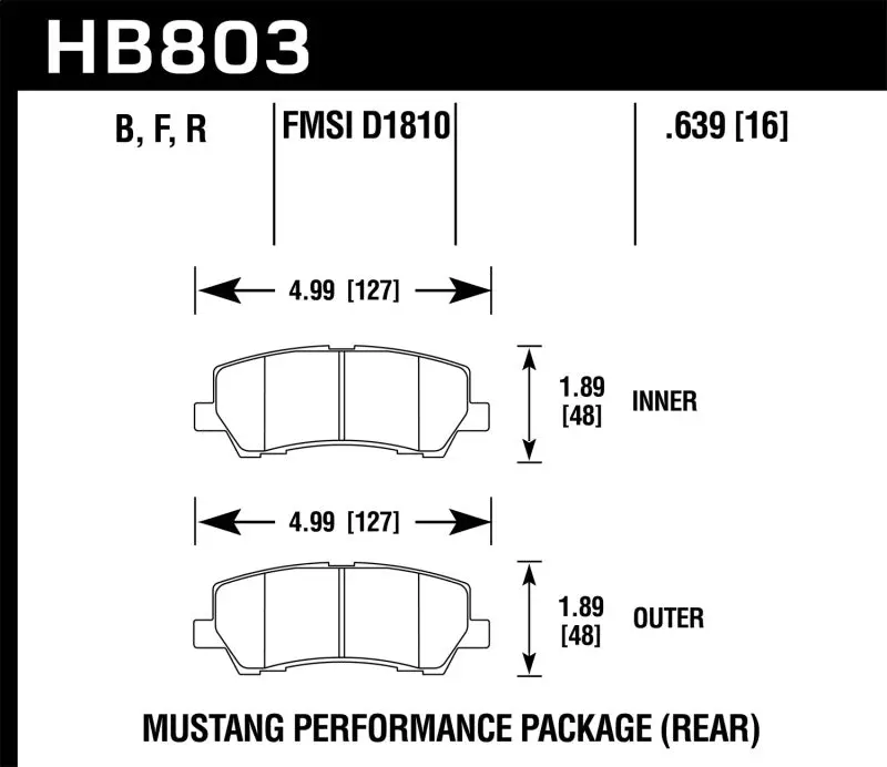Hawk 16-17 Ford Mustang Gt Brembo Package Hp Plus Rear Brake Pads - Hb803n.639 2