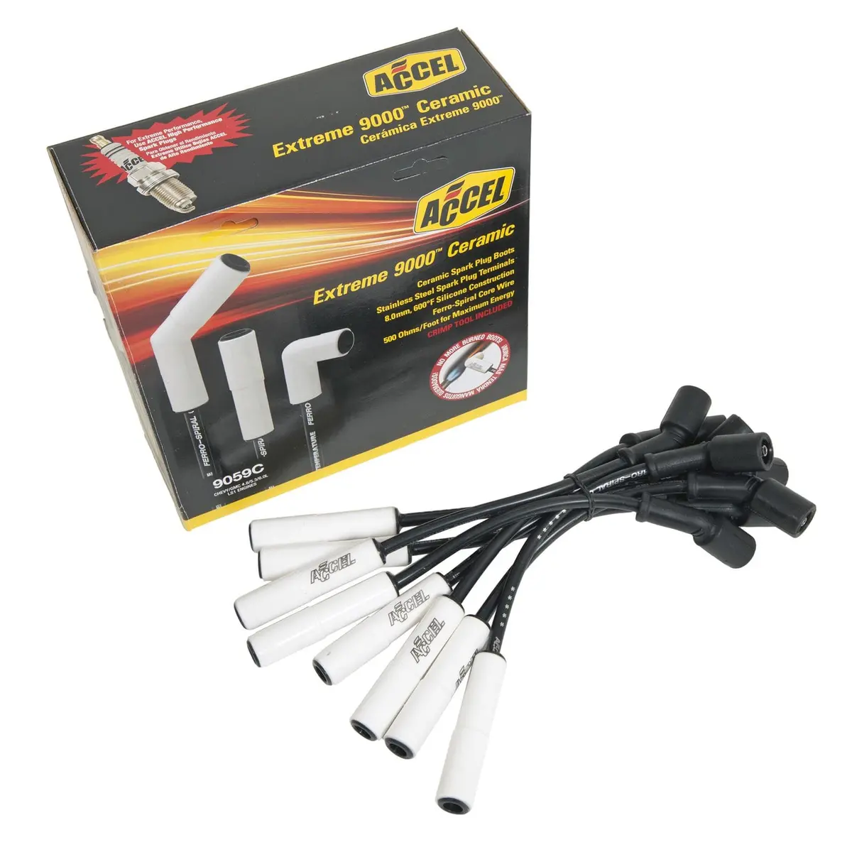 Accel Extreme 9000 Ceramic Spark Plug Wire Set – Low-Resistance, Heat-Resistant (9059C) 1