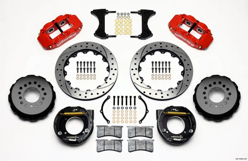 Wilwood Narrow Superlite 4R Rear P-Brk Kit 12.88In Drilled Red Chevy C-10 2.42 Offset 5-Lug - 140-10093-Dr 1