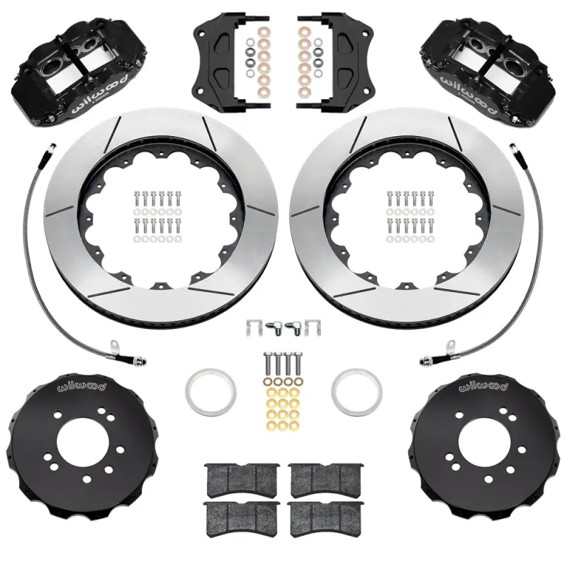 Wilwood 95-98 Nissan Skyline Superlite 6R Front Bbk W/ 14In Slotted Rotors & Flexlines - Black 1