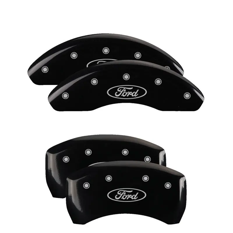 Mgp 4 Caliper Covers Front And Rear 22-24 Ford Maverick Powder Coat Finish - Blk W/ Silv. Ford Logo 1