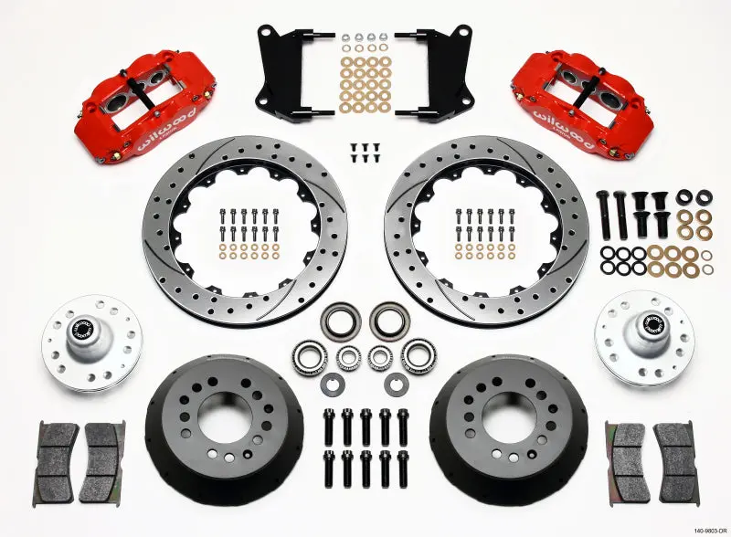 Wilwood Narrow Superlite 6R Front Hub Kit 12.88In Drill Red 67-69 Camaro 64-72 Nova Chevelle - 140-9803-Dr 1