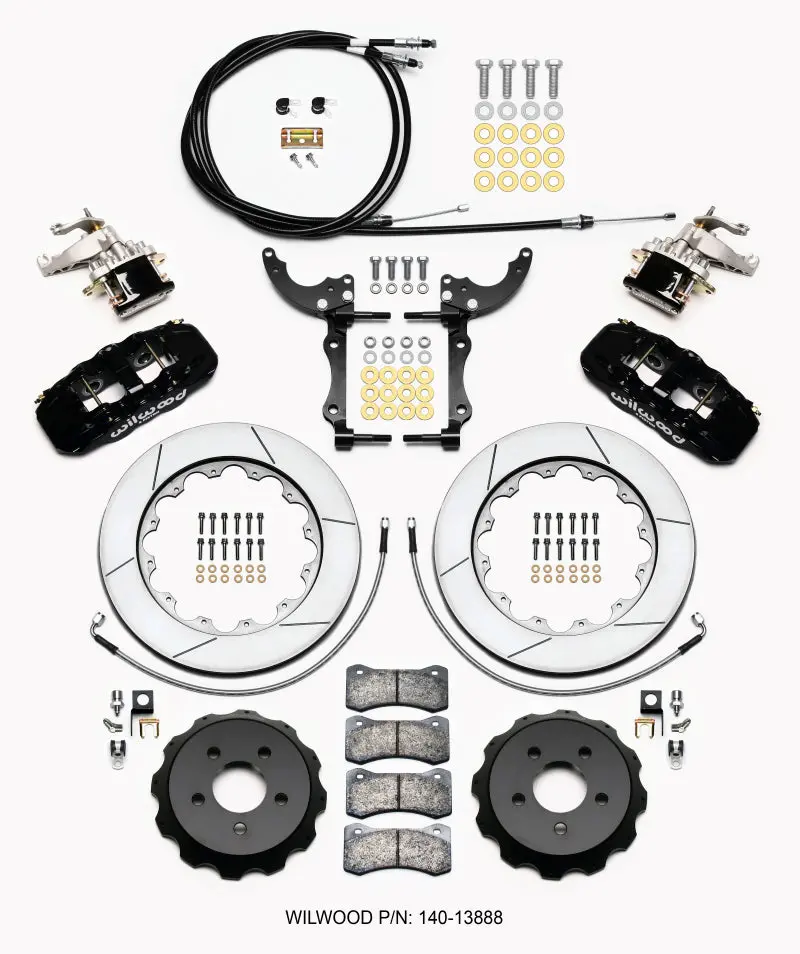 Wilwood Aero4 / Mc4 Rear Kit 14.00 2015-Up Mustang W/Lines & Cables - 140-13888 1