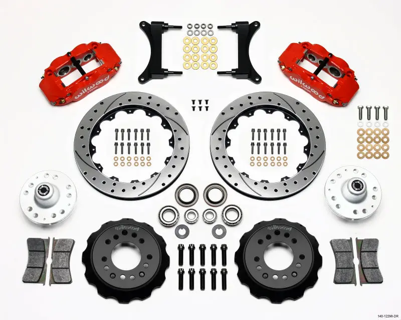 Wilwood Narrow Superlite 6R Front Hub Kit 12.88In Drill Red 79-87 Gm G Body - 140-12298-Dr 1