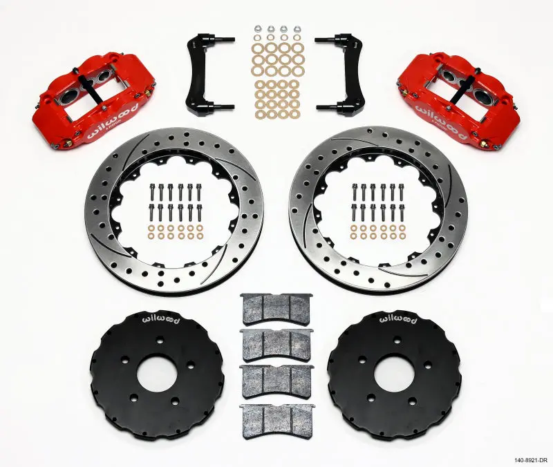 Wilwood Narrow Superlite 6R Front Hat Kit 13.06In Drill Red 2005-Up Corvette C6 - 140-8921-Dr 1
