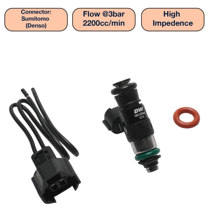 Deatschwerks Universal 2200Cc Single Fuel Injector / 34Mm Length / 14Mm O-Ring Seals 1
