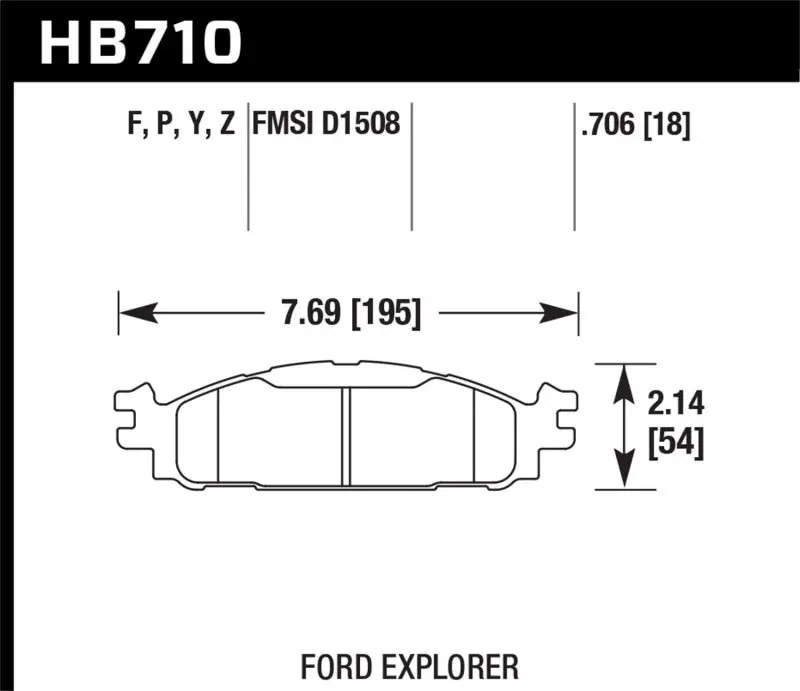 Hawk 11-19 Ford Explorer / Taurus Hps 5.0 Front Brake Pads - Hb710b.706 2