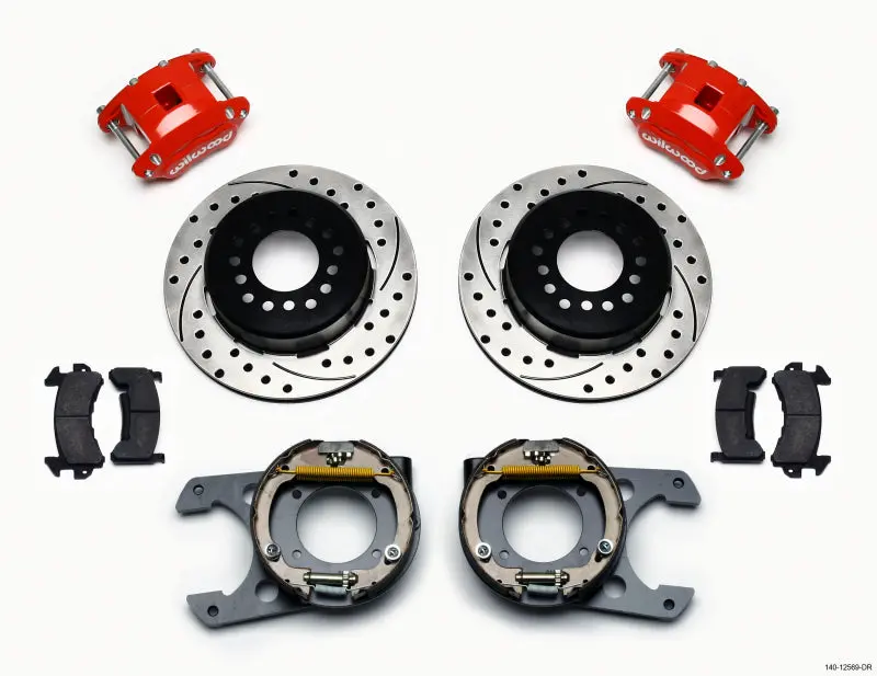 Wilwood D154 P/S P-B Kit Drilled-Red Chevy C-10 2.42 Offset 5-Lug - 140-12569-Dr 1