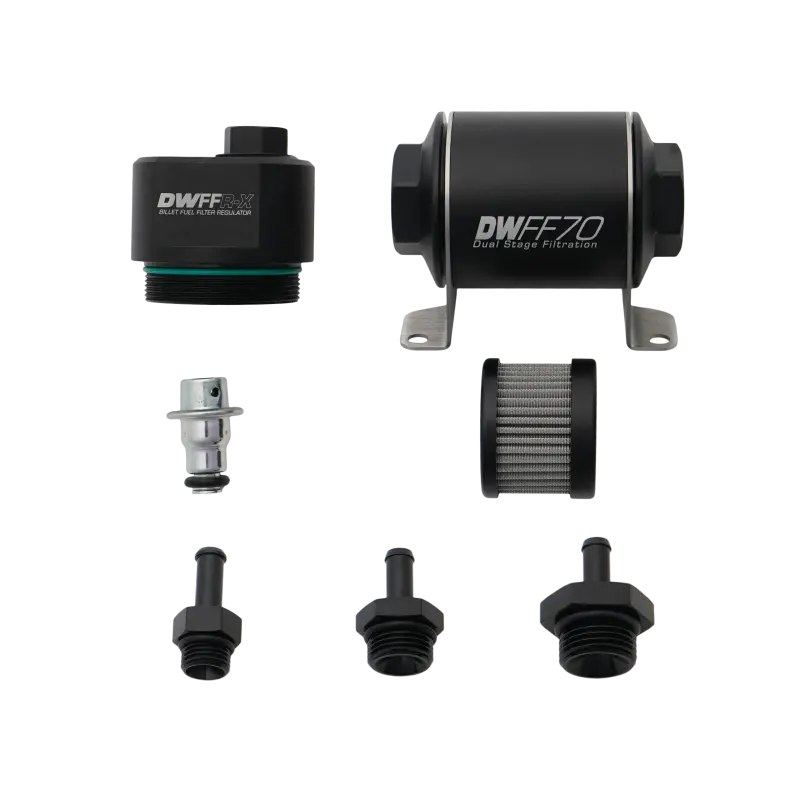 Deatschwerks Dwffr-X 70Mm Billet Fuel Filter Regulator - 10 Micron With 5/16In Fittings 1