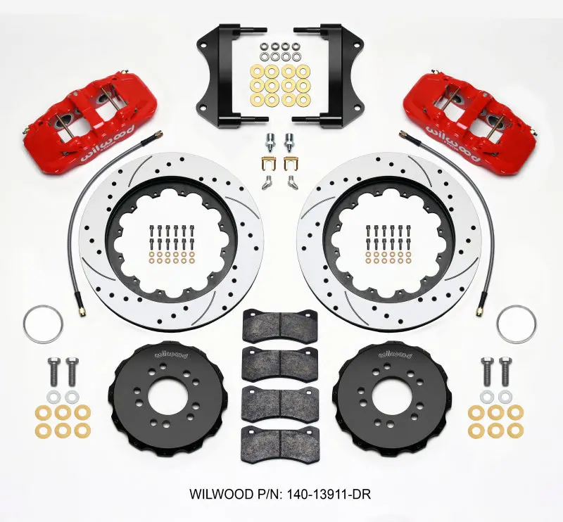 Wilwood Aero6 Front Hat Kit 15.00 Drilled Red 2014-Up Corvette C7 W/Lines - 140-13911-Dr 1