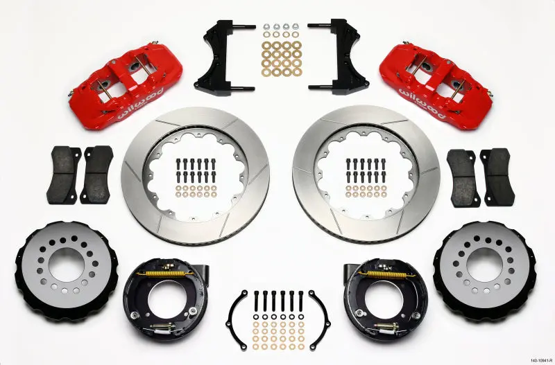 Wilwood Aero4 Rear P-Brake Kit 14.00In Red Chevy C-10 2.42 Offset 5-Lug - 140-10941-R 1