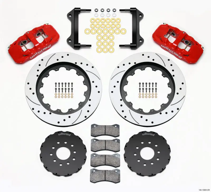 Wilwood Aero6 Front Hat Kit 15.00 Drilled Red 97-04 Corvette C5/Z06 05-13 C6 - 140-13903-Dr 1