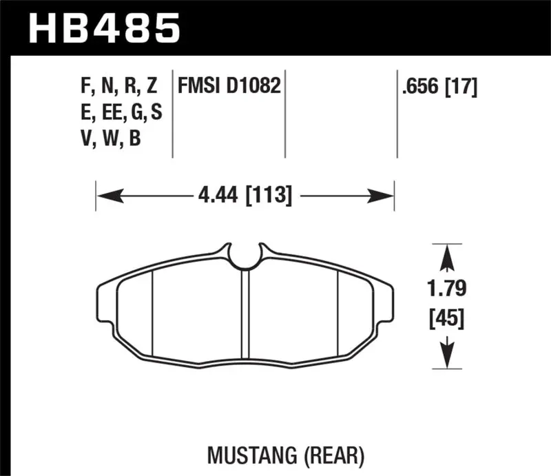 Hawk 05-07 Ford Mustang Gt & V6 Hp+ Street Rear Brake Pads - Hb485n.656 2