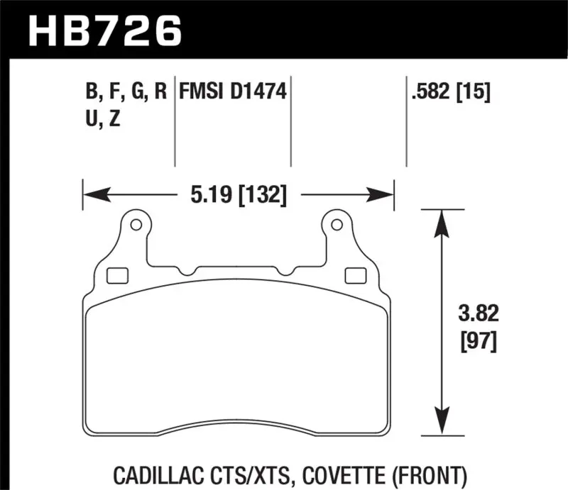 Hawk 2010-2015 Chevy Camaro Ss Hps Street Front Brake Pads - Hb726f.582 2