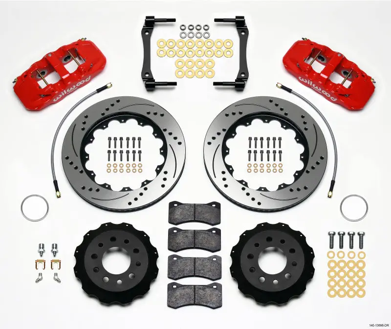 Wilwood Aero4 Rear Kit 14.25In Drilled Red 2014-Up Corvette C7 W/Lines - 140-13698-Dr 1