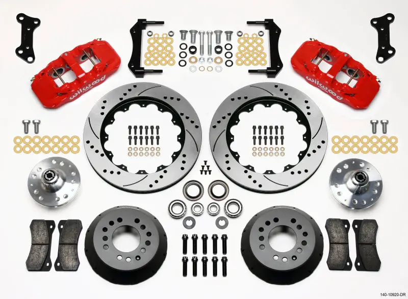 Wilwood Aero6 Front Hub Kit 14.00 Drilled Red 67-69 Camaro 64-72 Nova Chevelle - 140-10920-Dr 1