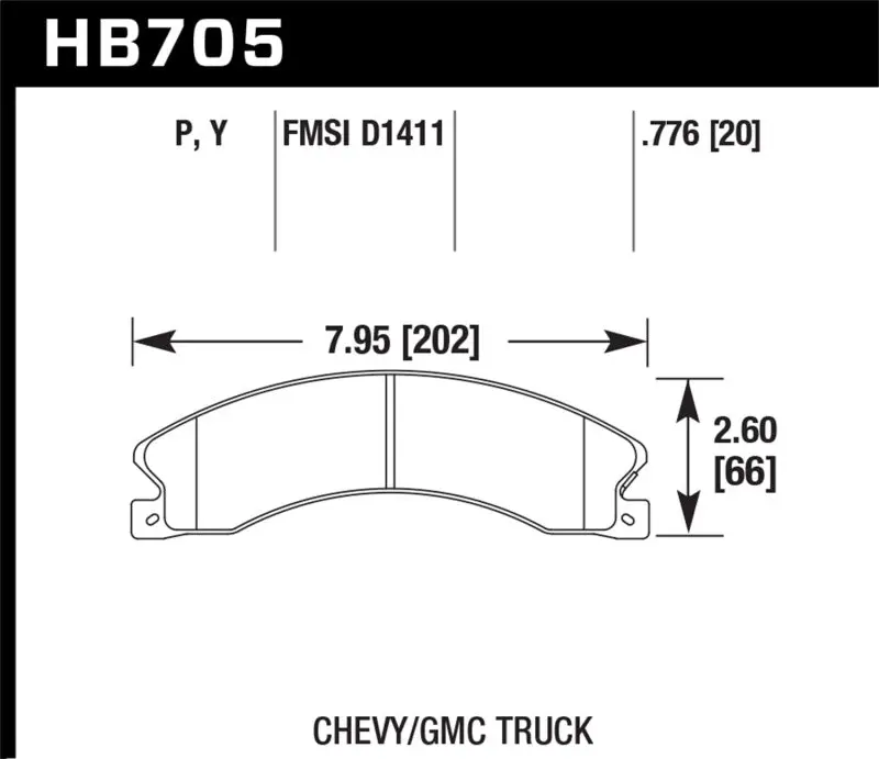 Hawk Chevy/Gmc Express/Silverado/Savana/Sierra 15/25/35/4500 Superduty Rear Street Brake Pads - Hb705p.776 2