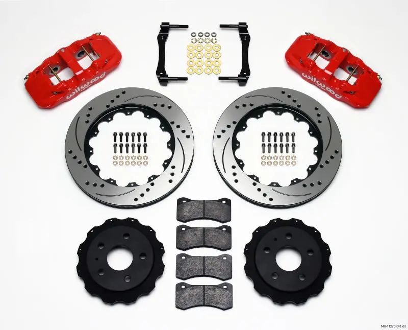 Wilwood Aero4 Rear Kit 14.25In Drilled Red 2010-2015 Camaro - 140-11270-Dr 1