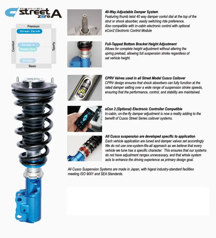 Cusco Coilovers Street Zero A 40 Way Adj 92-00 Toyota Markii/Chaser/Cresta (Jzx90/100 Jdm Model Only 1