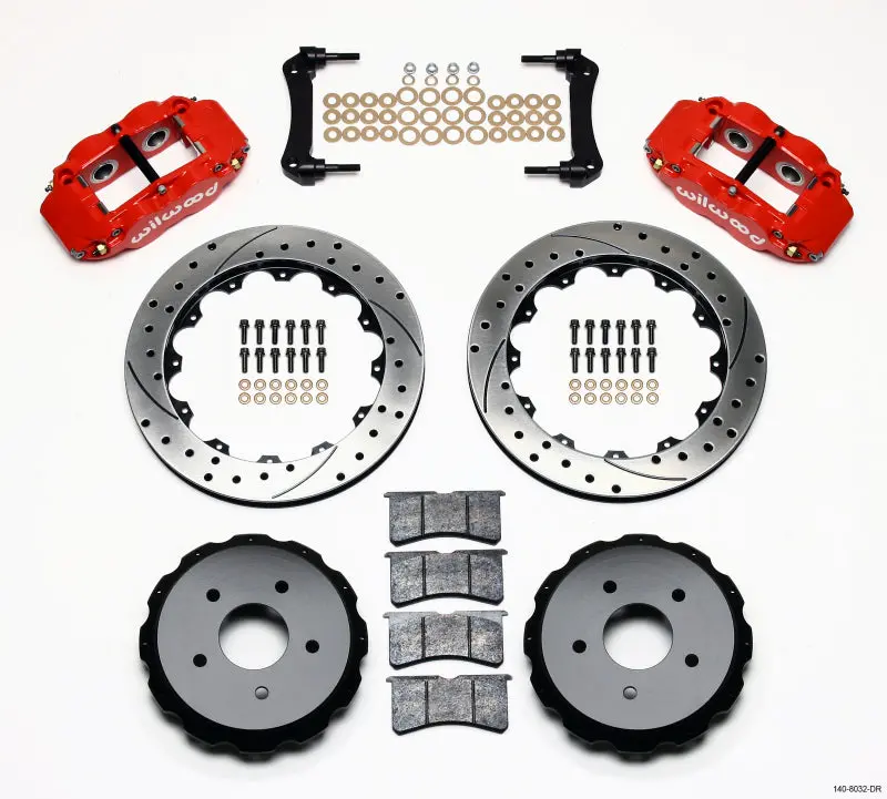 Wilwood Narrow Superlite 4R Rear Kit 12.88In Drilled Red 97-04 Corvette C5/Z06 - 140-8032-Dr 1