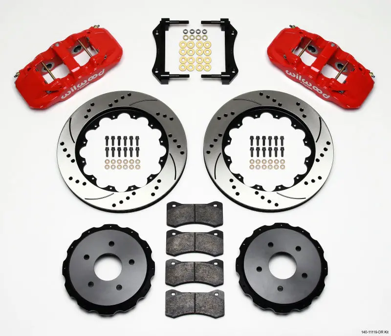 Wilwood Aero4 Rear Kit 14.00In Drilled Red 97-04 Corvette C5/Z06 05-13 C6 - 140-11119-Dr 1
