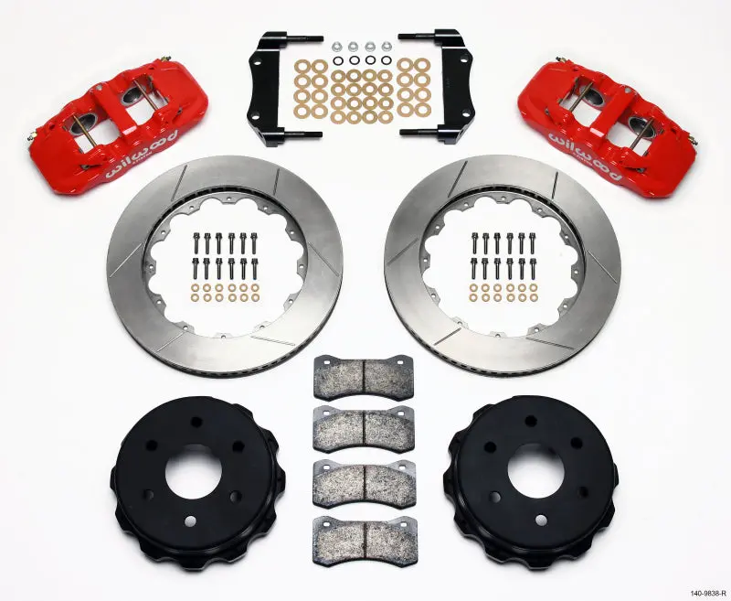 Wilwood Aero4 Reartruck Kit 14.25In Red 1999-2010 Gm 1500-Suv 2 Piston Oe Caliper - 140-9838-R 1