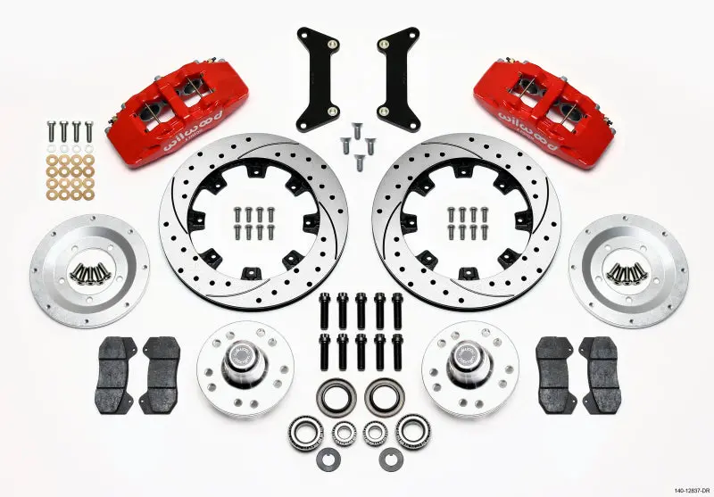 Wilwood Dynapro 6 Front Hub Kit 12.19In Drilled Red 79-87 Gm G Body - 140-12837-Dr 1