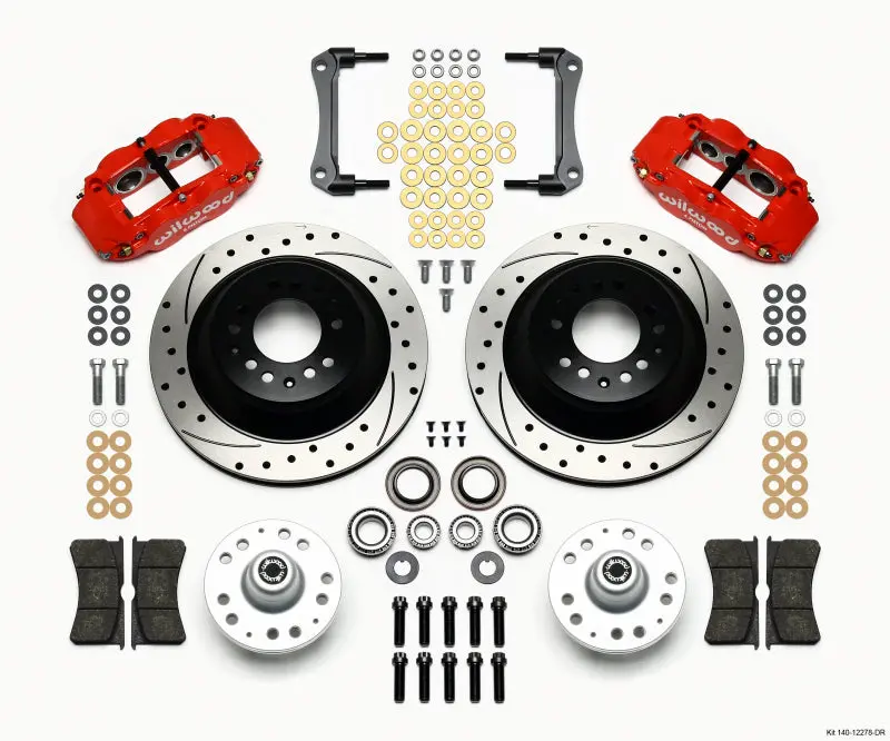 Wilwood Narrow Superlite 6R Front Hub & 1Pc Rtr Kit 12.88In Dril -Red 70-78 Camaro - 140-12278-Dr 1