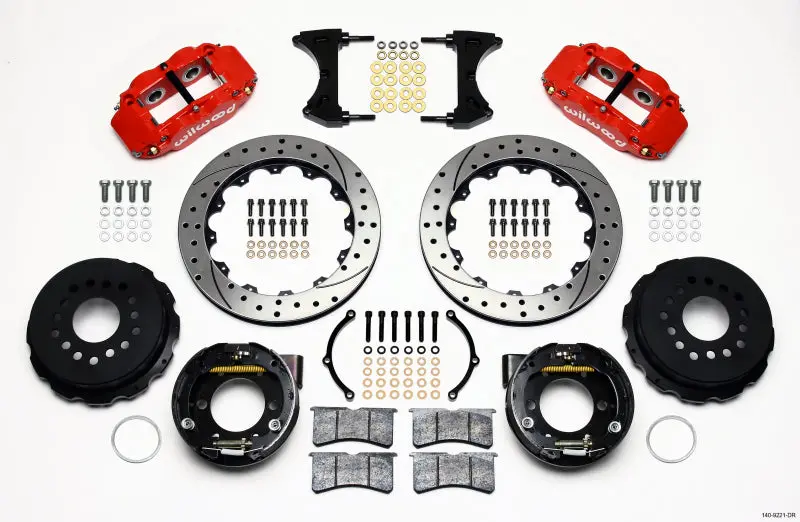 Wilwood Narrow Superlite 4R Rear P-Brk Kit 12.88In Drill Red 2005-2014 Mustang - 140-9221-Dr 1