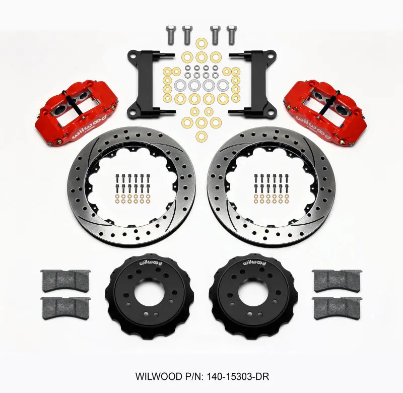 Wilwood Narrow Superlite 6R Front Hat Kit 13.06 Drilled Red 63-87 C10 W/ Wilwood Pro Spindles - 140-15303-Dr 1