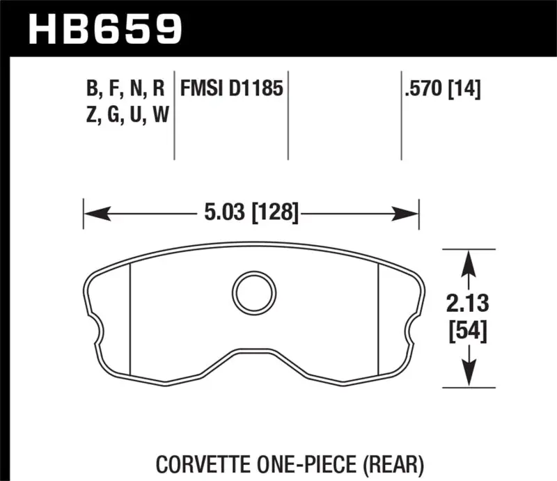 Hawk 06-10 Chevy Corvette (Improved Pad Design) Rear Hps Sreet Brake Pads - Hb659f.570 2
