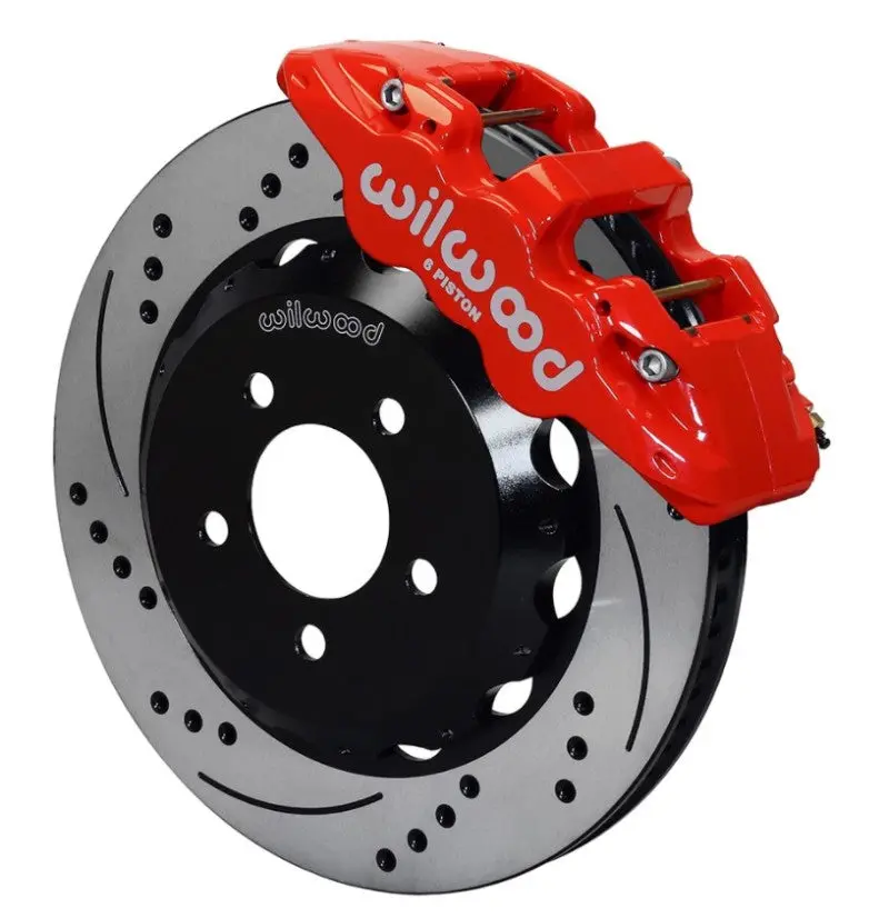 Wilwood Aero6 Front Hat Kit 14.00 Drilled Red 2016-Up Camaro W/Lines - 140-14288-Dr 1