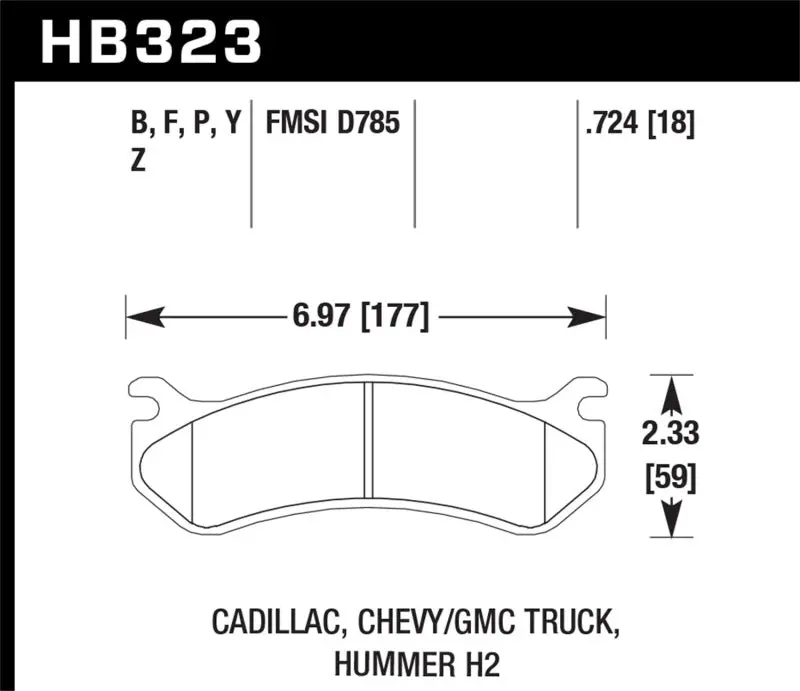 Hawk 06 Chevy Avalanche 2500 / Gmc Truck / Hummer Super Duty Street Rear Brake Pads - Hb323p.724 2