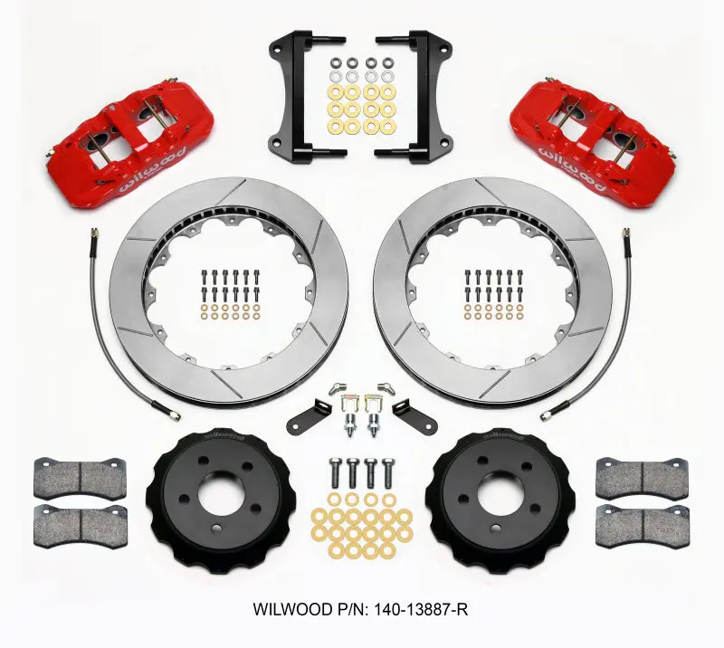 Wilwood Aero6 Front Hat Kit 15.00 Red 2015-Up Mustang W/Lines - 140-13887-R 1