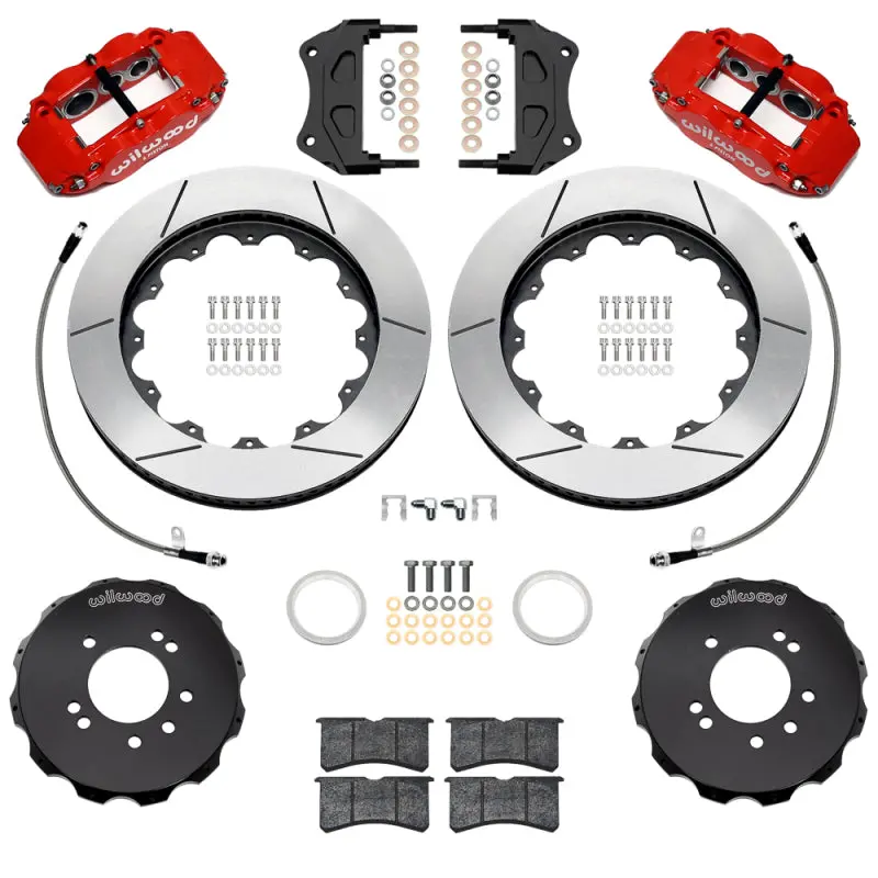 Wilwood 99-02 Nissan Skyline Superlite 6R Front Bbk W/ 14In Slotted Rotors & Flexlines - Red 1