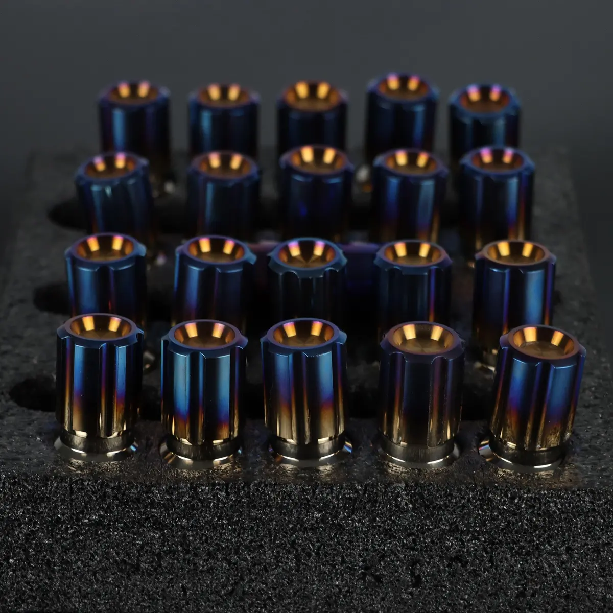 M14×1.5 Mm Titanium Closed Gr5 Burned Gold Anti Theft Wheel Lug Nuts Set (Pack Of 24Pcs) 1