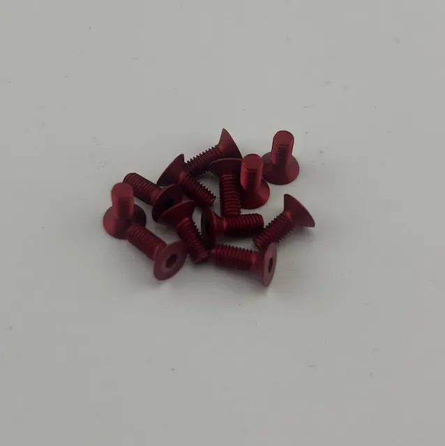 Red 3Mm X 8Mm Flat Head Screw 12 Qty Aluminum 1