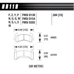 Hawk Brake Pads, Small Gm Metric, Dtc 30 Compound 1