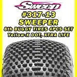 Sweep 1/8Th Buggy Super Soft Compound Yellow-X Dot 4Pcs Tires W/Foams 317Yx 1