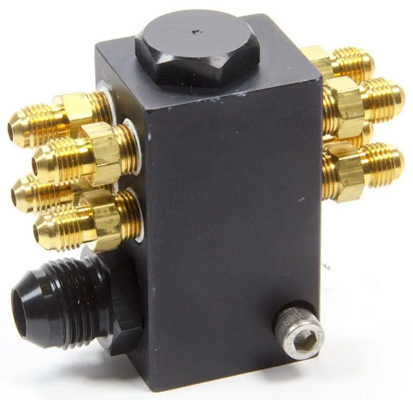 En4027 Top-Port Distribution Block – Hat-Style Fuel Or Oil Manifold Fitting 1
